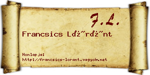 Francsics Lóránt névjegykártya