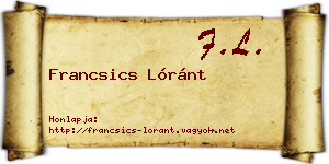 Francsics Lóránt névjegykártya